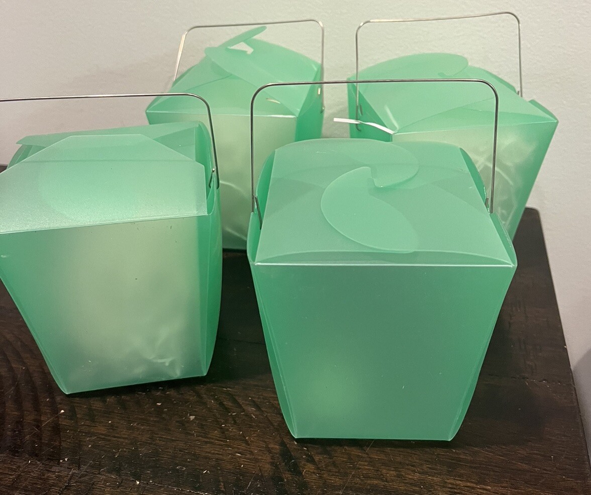 Chinese Gift Container Green Lot 4 Wire Handle Chinese Takeout Box