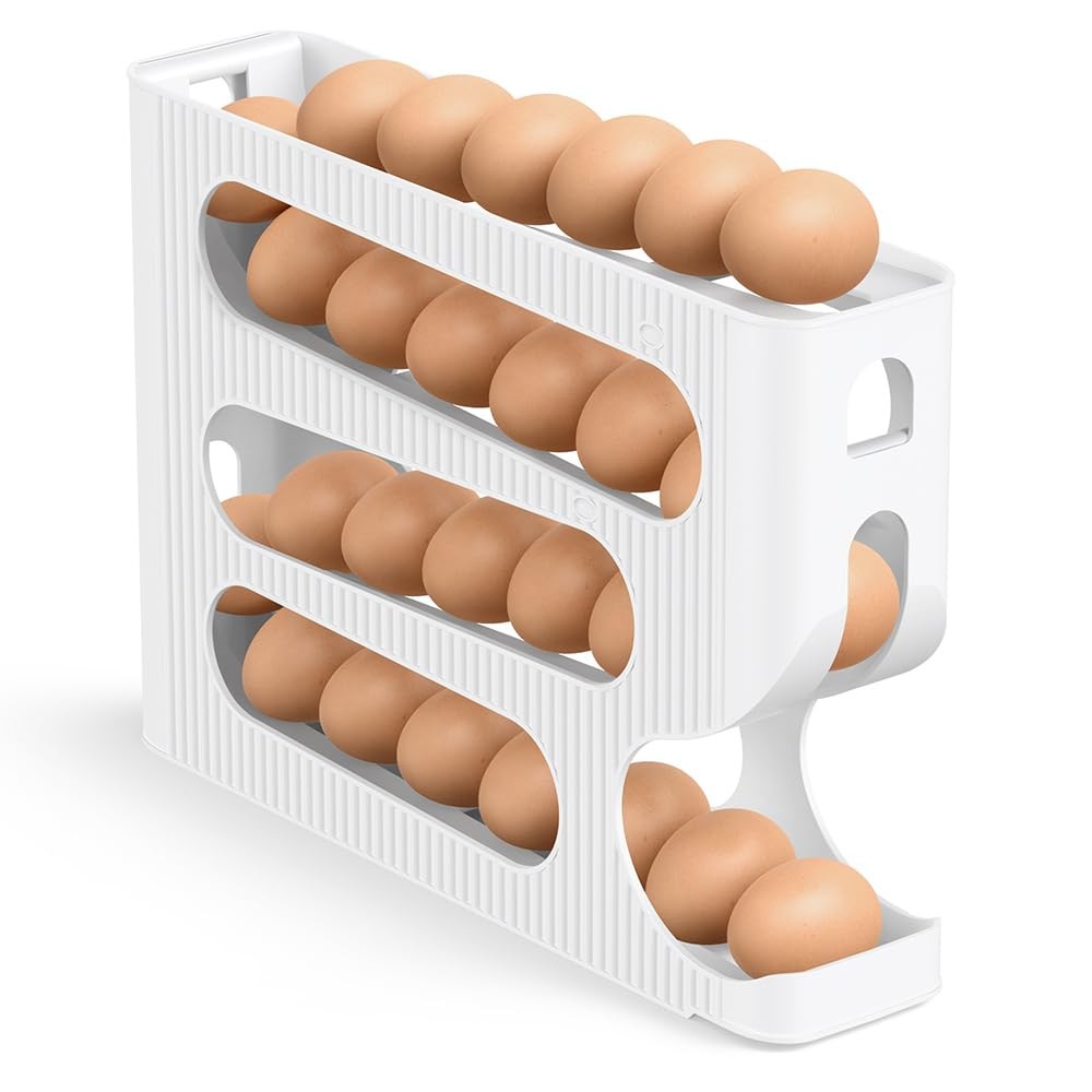 Egg Holder for Fridge, Automatic Rolling Egg Dispenser for Refrigerator, Coun…