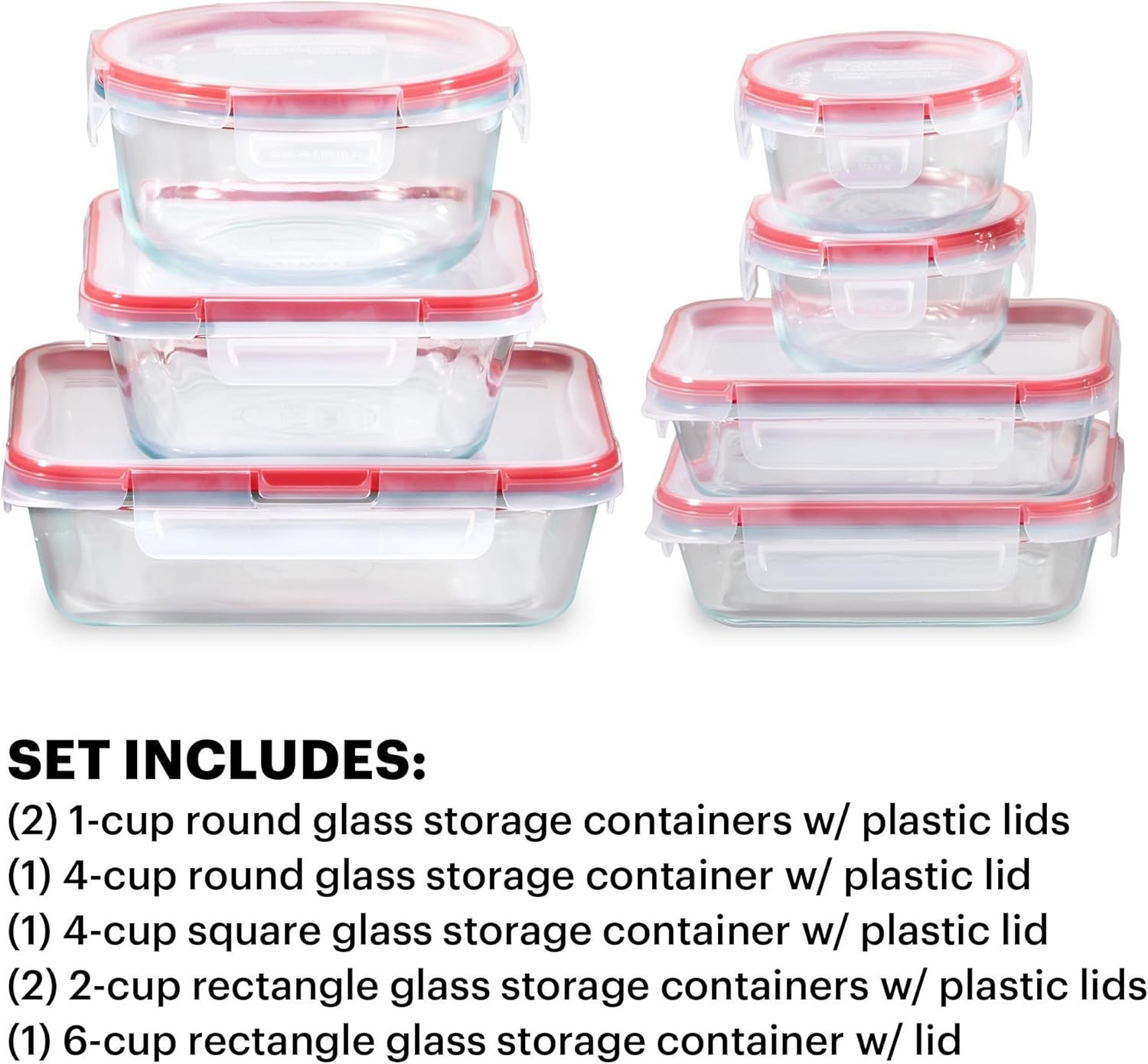 Airtight 7-Pack Glass Storage Set with Write + Erase Labels for Organizing