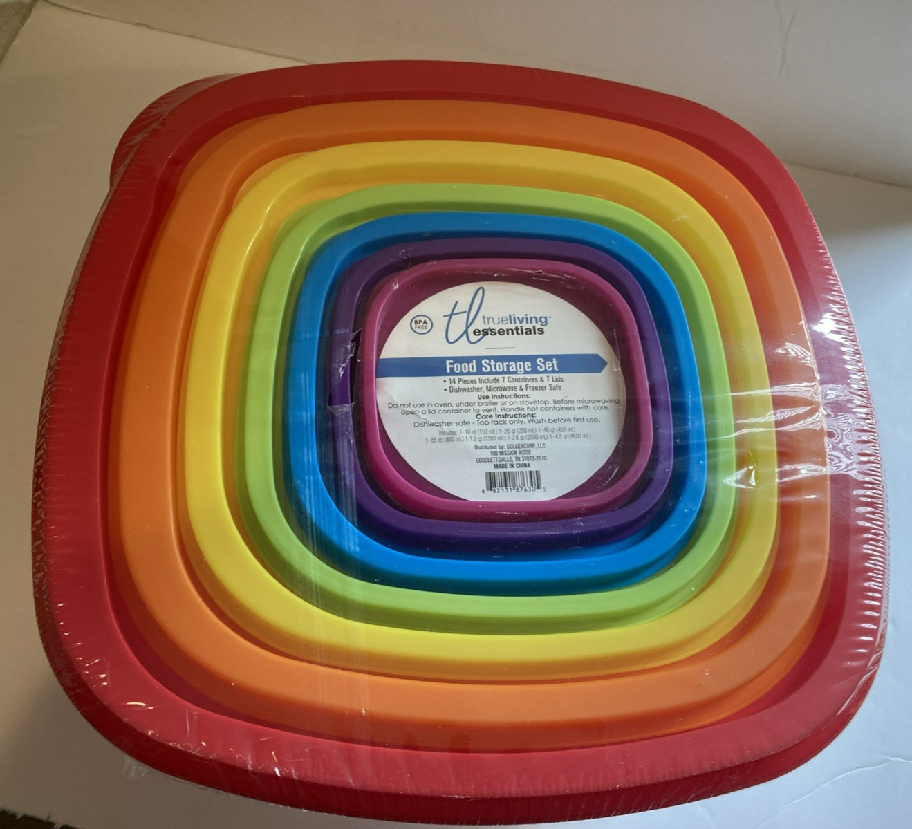 PLASTIC RAINBOW FOOD STORAGE CONTAINER SET – MULTI-COLOR – 14 PIECES
