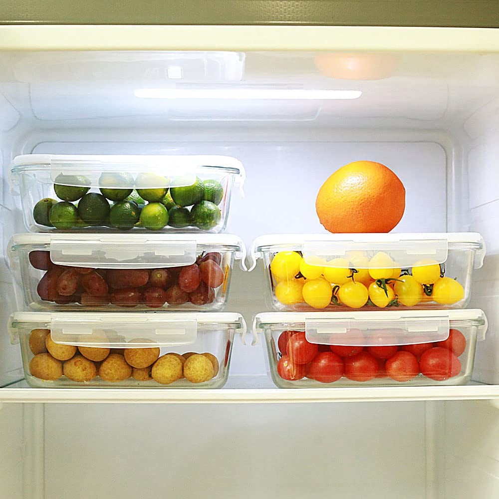 [5-Packs, 36 Oz. Glass Meal Prep Containers with Locking Lids Glass Food Cont…
