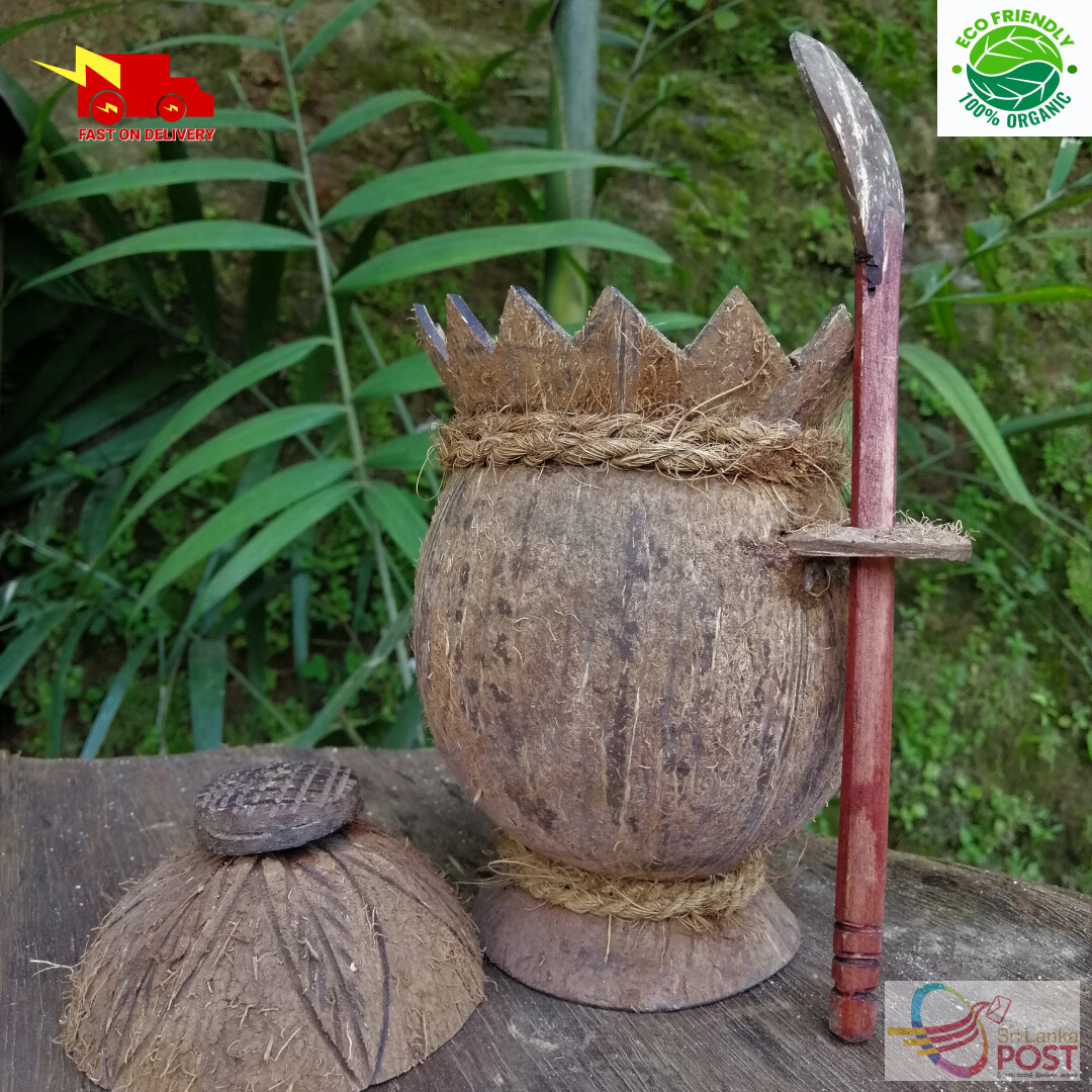 Coconut shell Salt Holder Ceylon Natural Pot Handmade Healthy Eco Friendly free