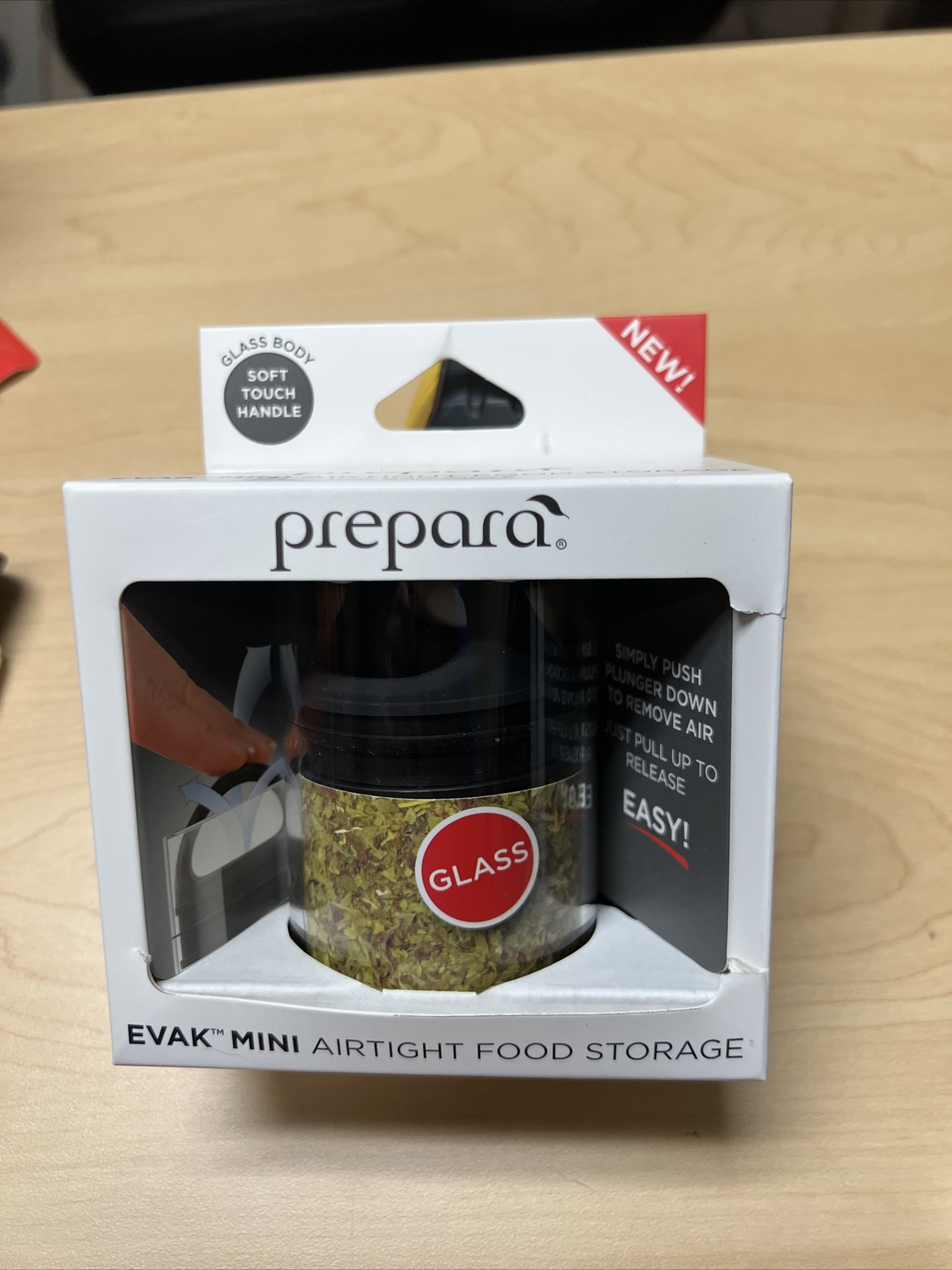 Prepara Evak Mini Airtight Glass Food Storage 6oz 0.75 Cups Soft Touch Handle