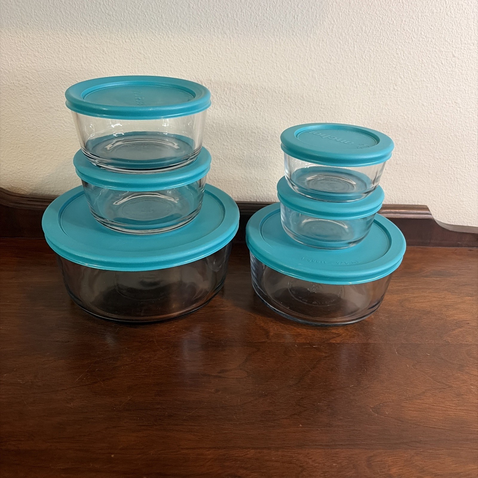 Anchor Hocking 6 Glass Storage Containers WLids, 1.75qt, 1qt, 2-2 Cup, & 2-1 Cup
