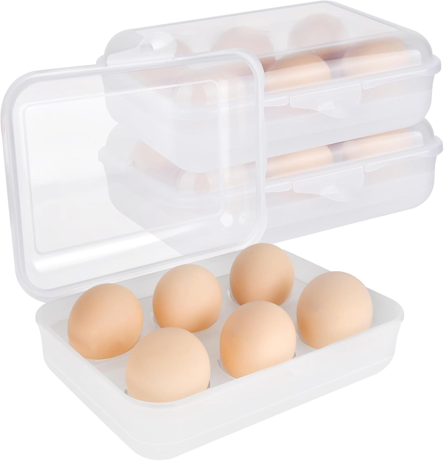 2 Pack 6 Grid Egg Holder, Plastic Egg Container for Fridge, Shockproof Leak-p…