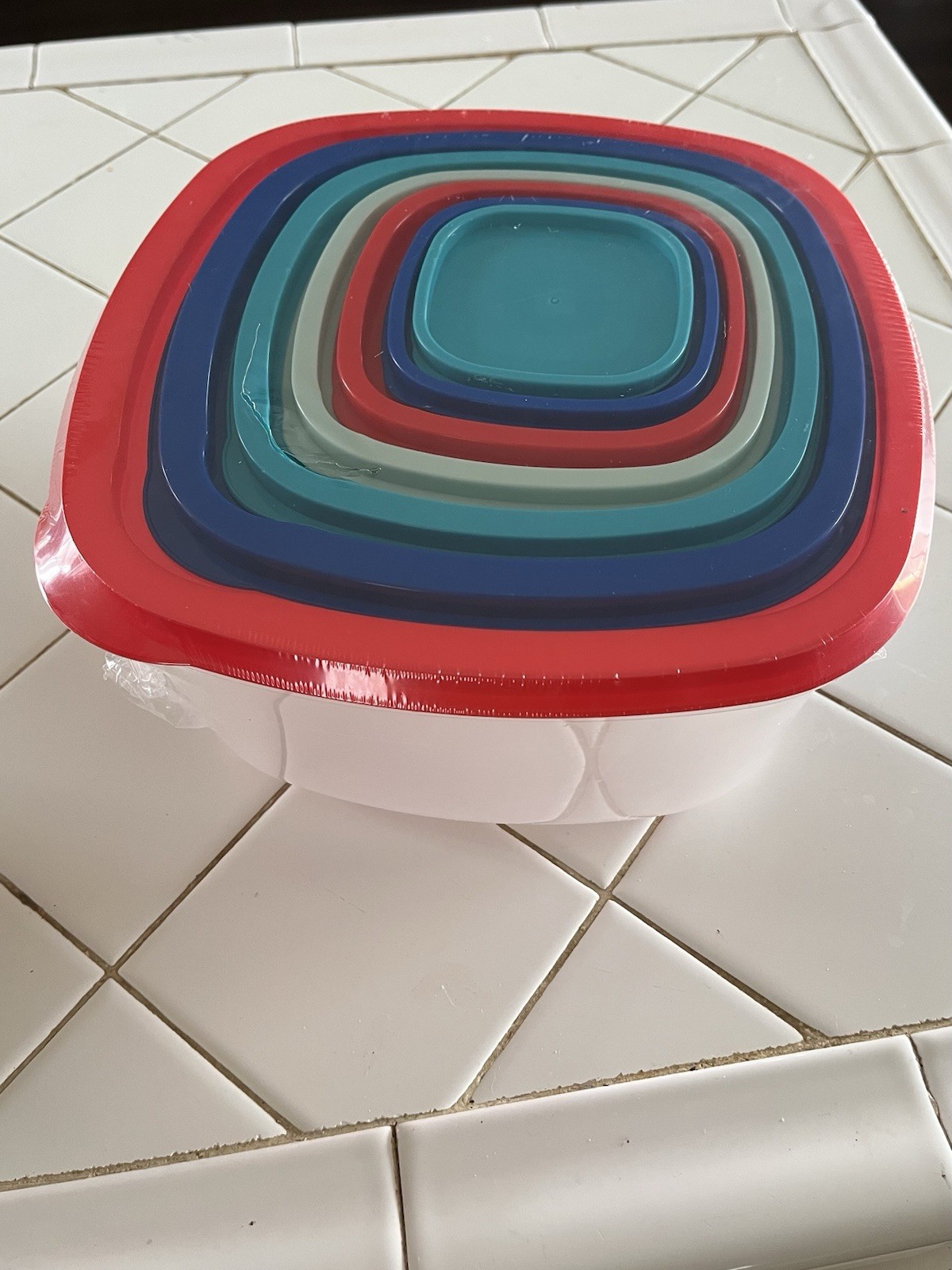 Multicolor Plastic Rectangle Storage Container Set 14pc Snap Lids 17-32oz