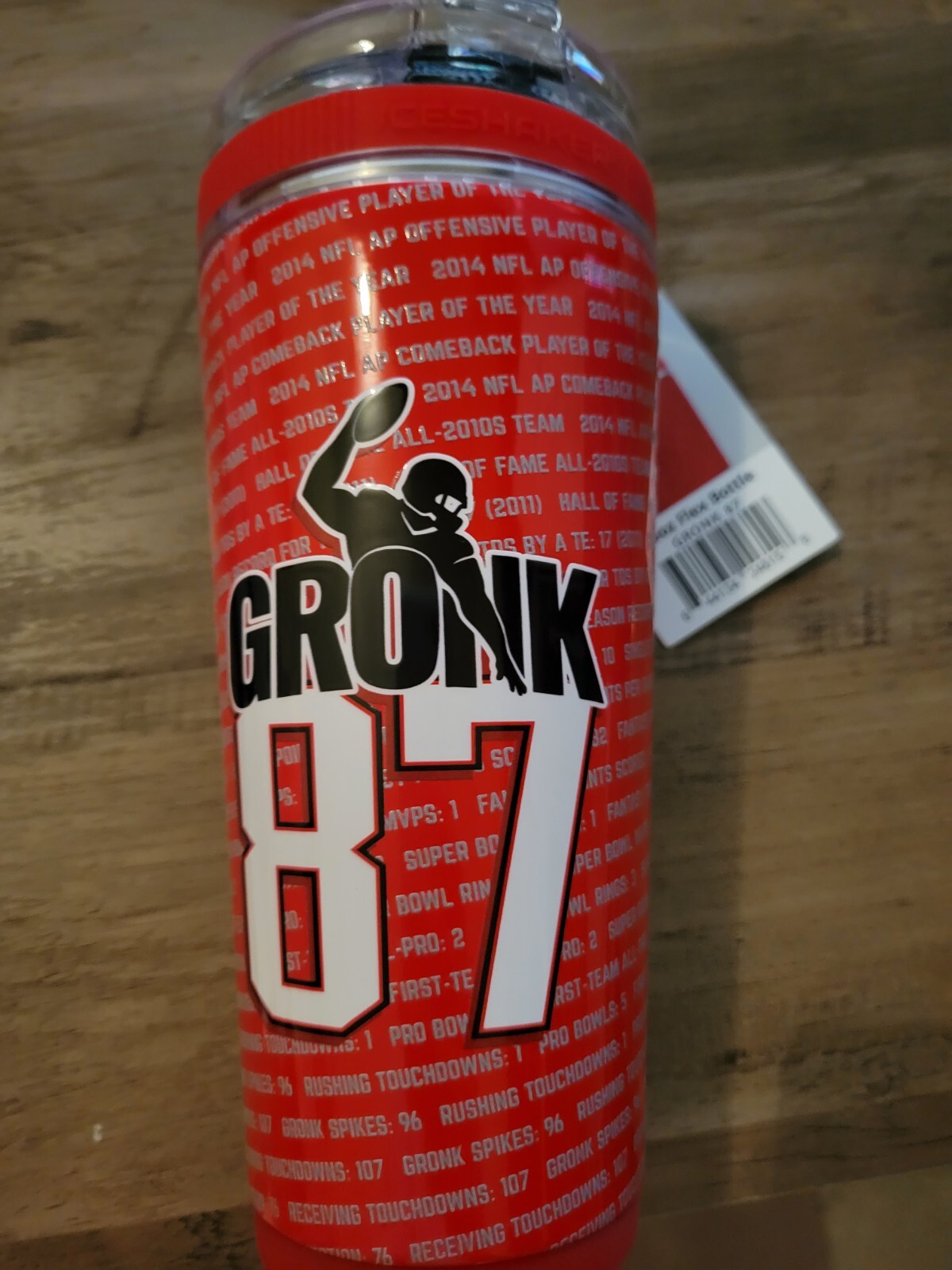 Ice Shaker 26 Oz. Red Gronk 87 Flex Bottle Limited Edition