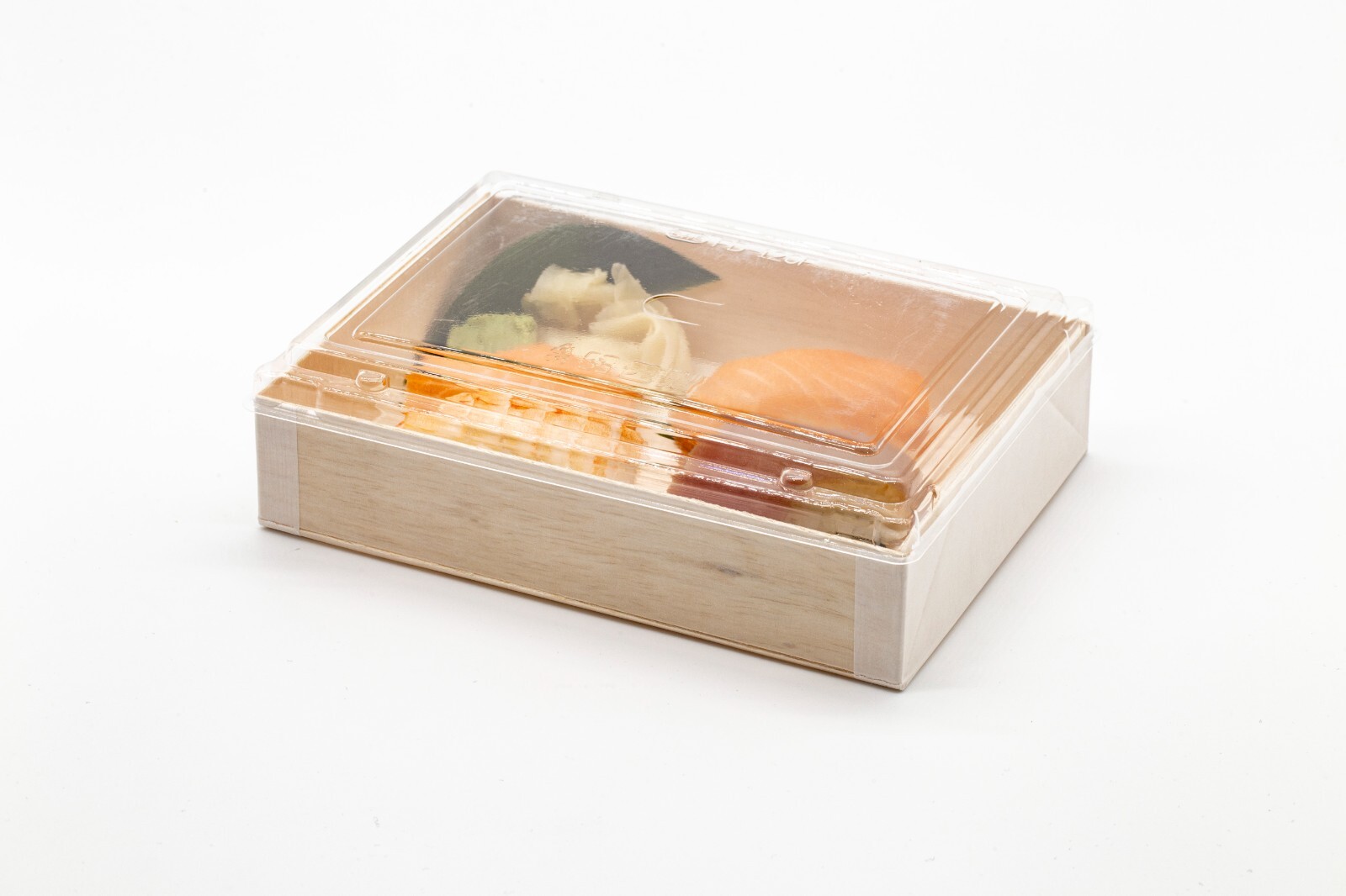WBFD-120 Foldable Rectangular Wooden Container Togo Food Sushi Box With Lid