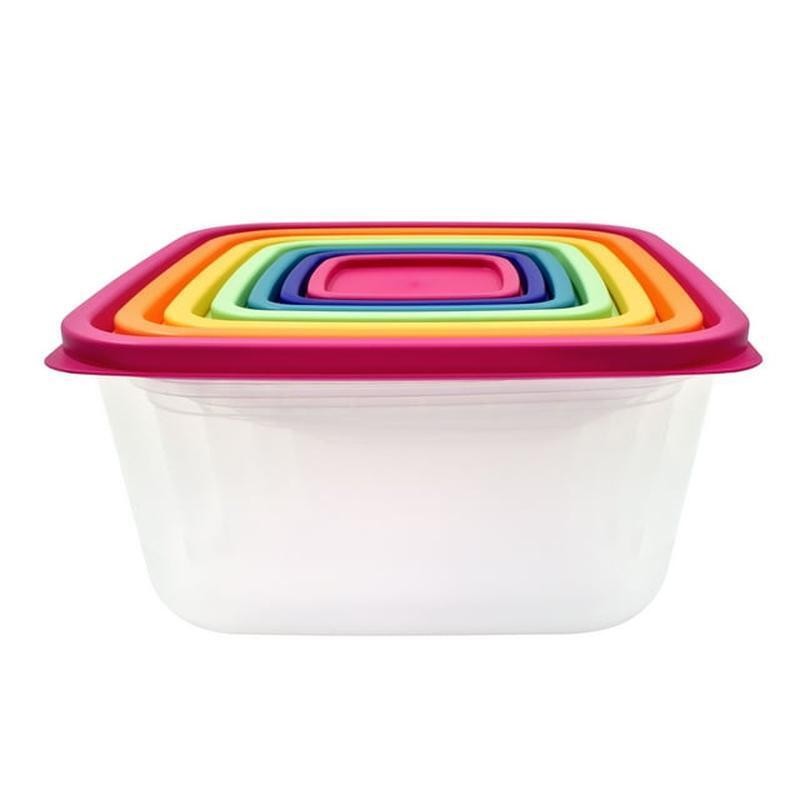 14 Piece Plastic Food Storage Set Nestable Stackable BPA Free Kitchen Containers