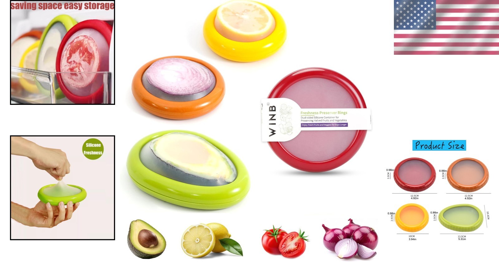 Set of 4 Reusable Fruit and Veggie Savers – Ideal for Avocados, Tomatoes, App…