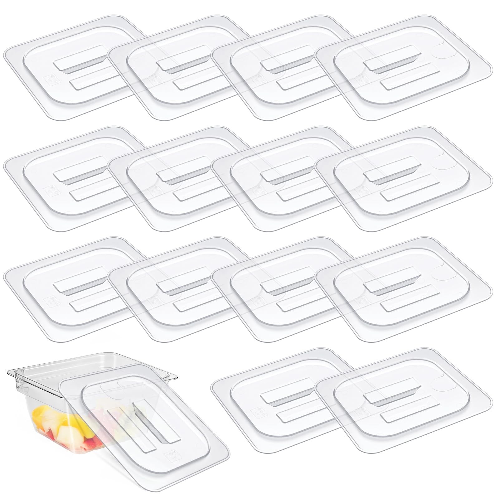 Universal Polycarbonate Food Pan Lids Covers with Handle, 1/6 Size Clear