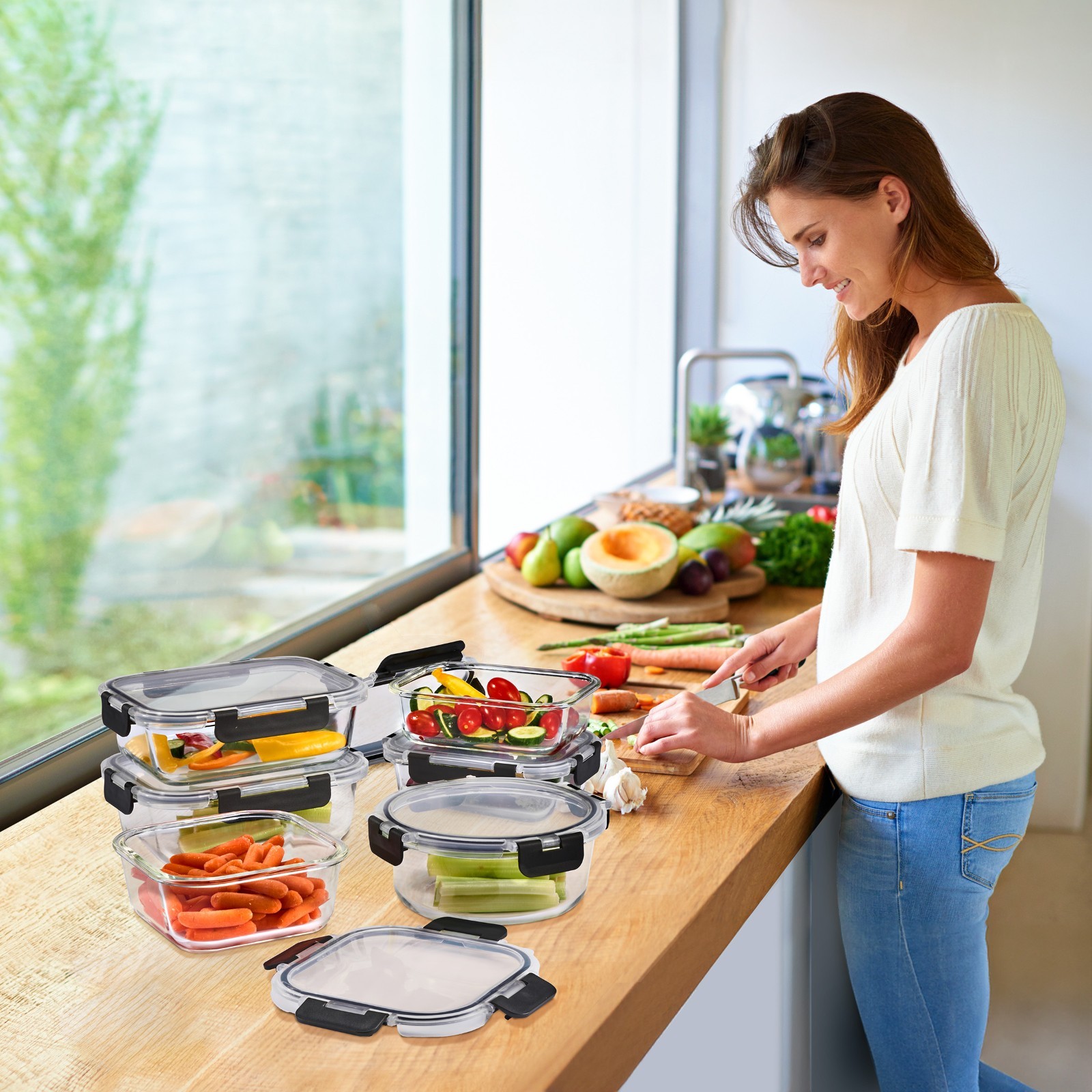 Sorbus Glass Meal Prep Containers with Airtight Lids – 10 Pack