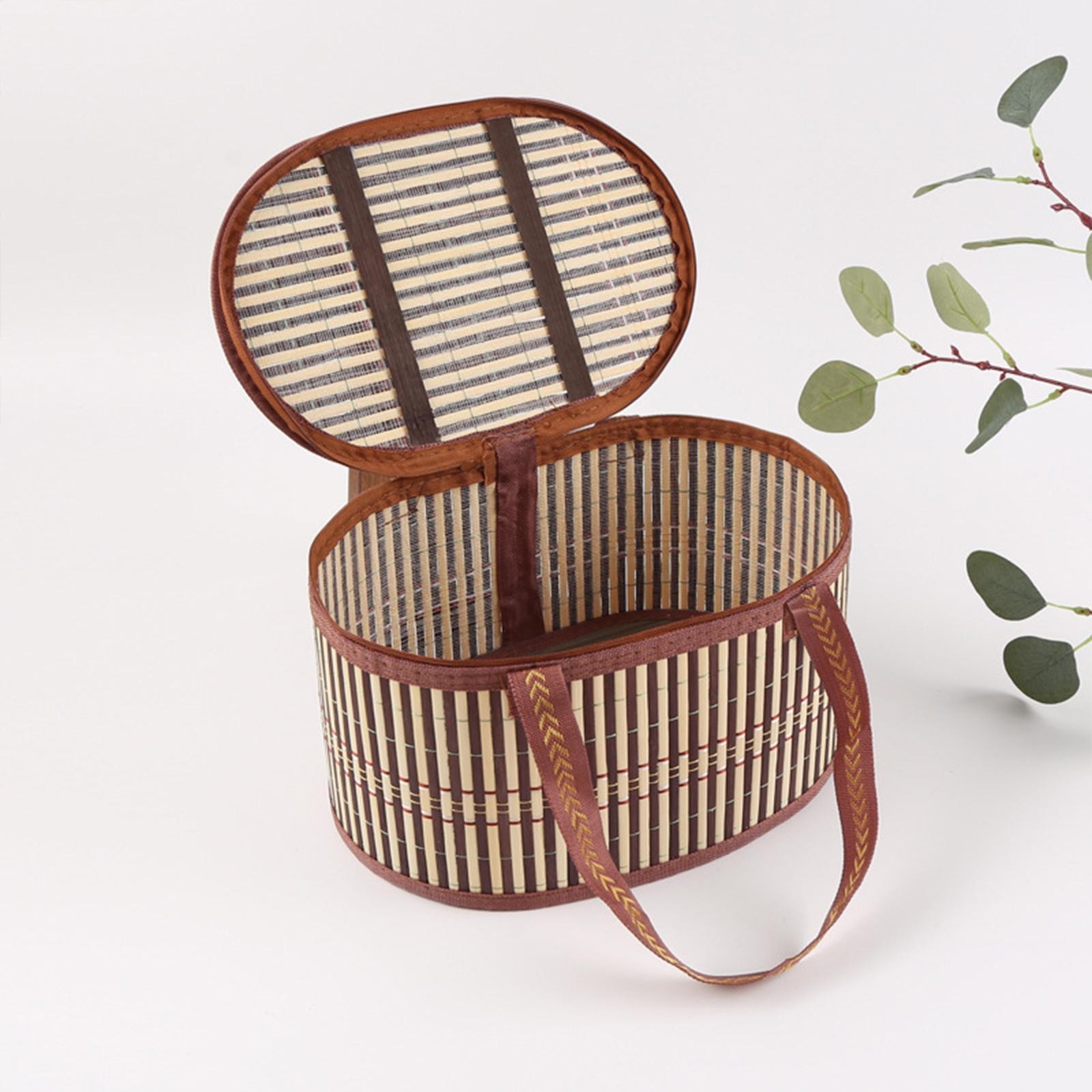 Bamboo Basket Gift Basket Storage Organizer Shopping Basket Multifunctional with
