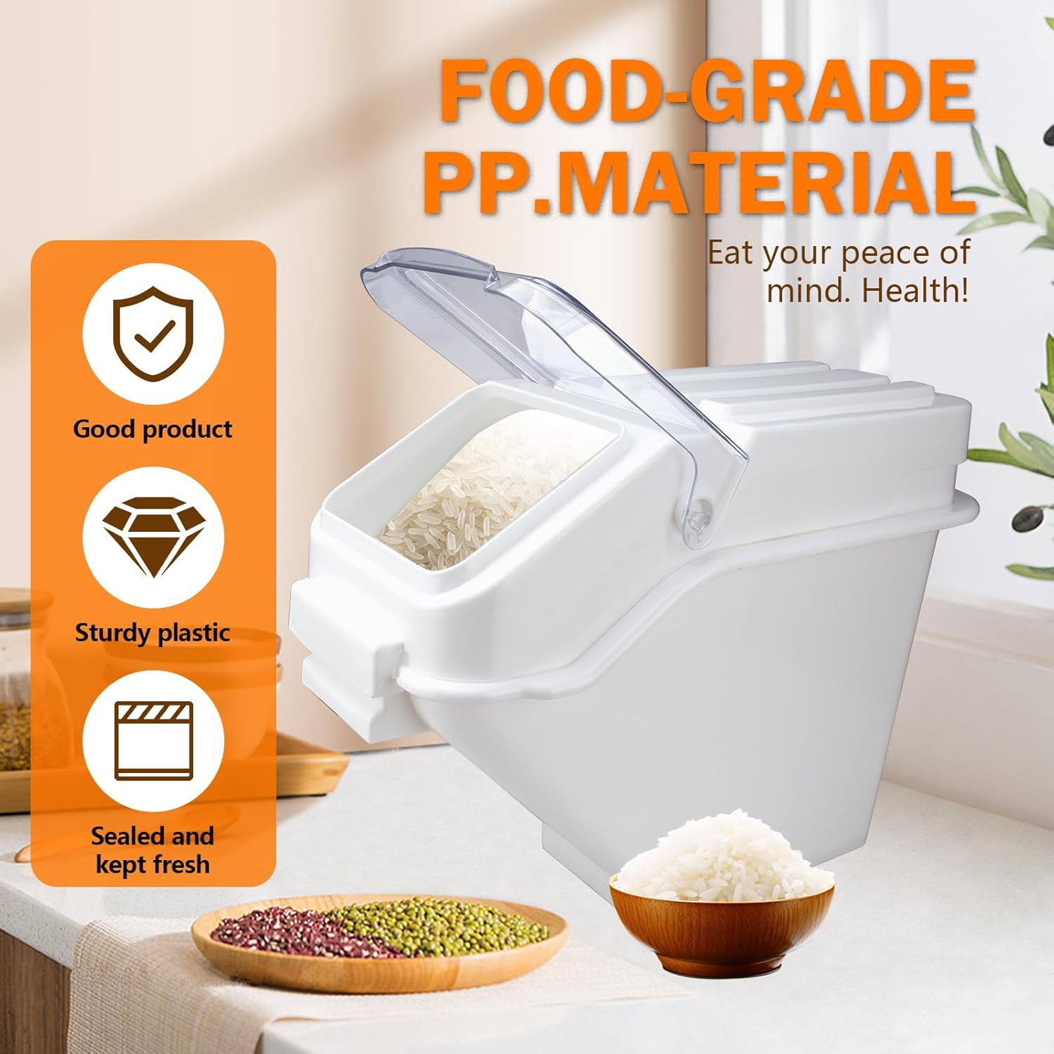 Airtight Flour Bin,24 L Stackable Kitchen Ingredient Storage Container with Lid