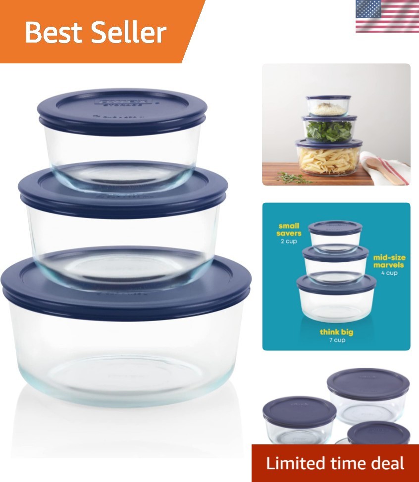 Simply Store 3-Pack Glass Food Storage Containers Set, 2, 4 & 7 Cup Meal Prep…