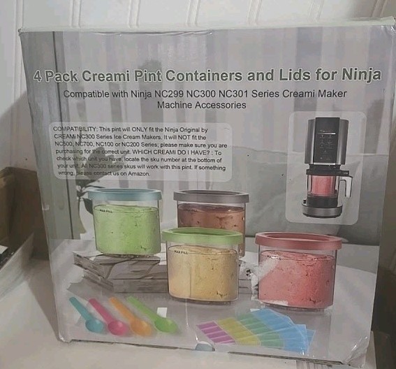 4 Pack Creami Pint Containers and Lids for Ninja