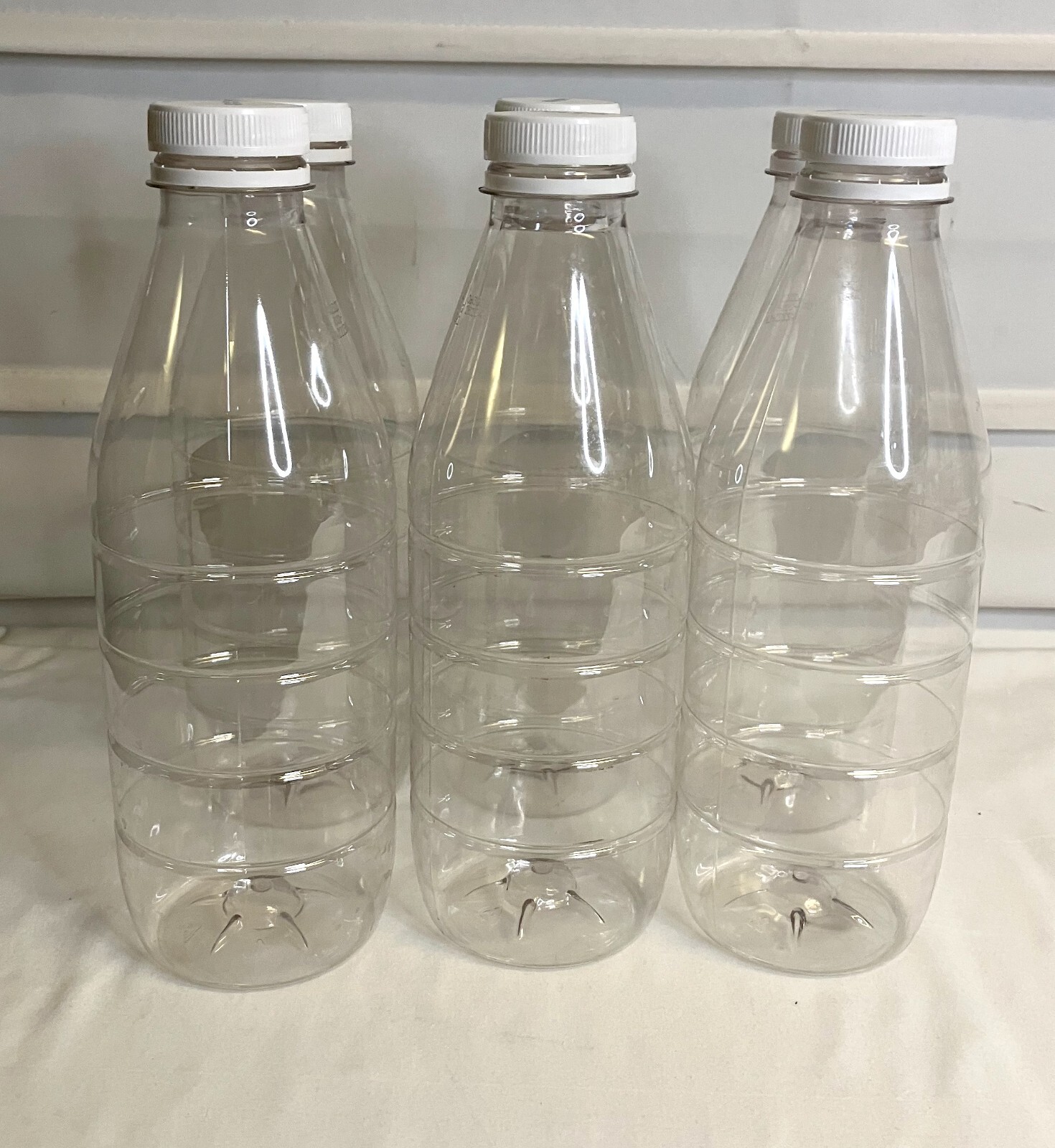 Clear Plastic Quart 32 oz Bottles Lot of 6 EC!