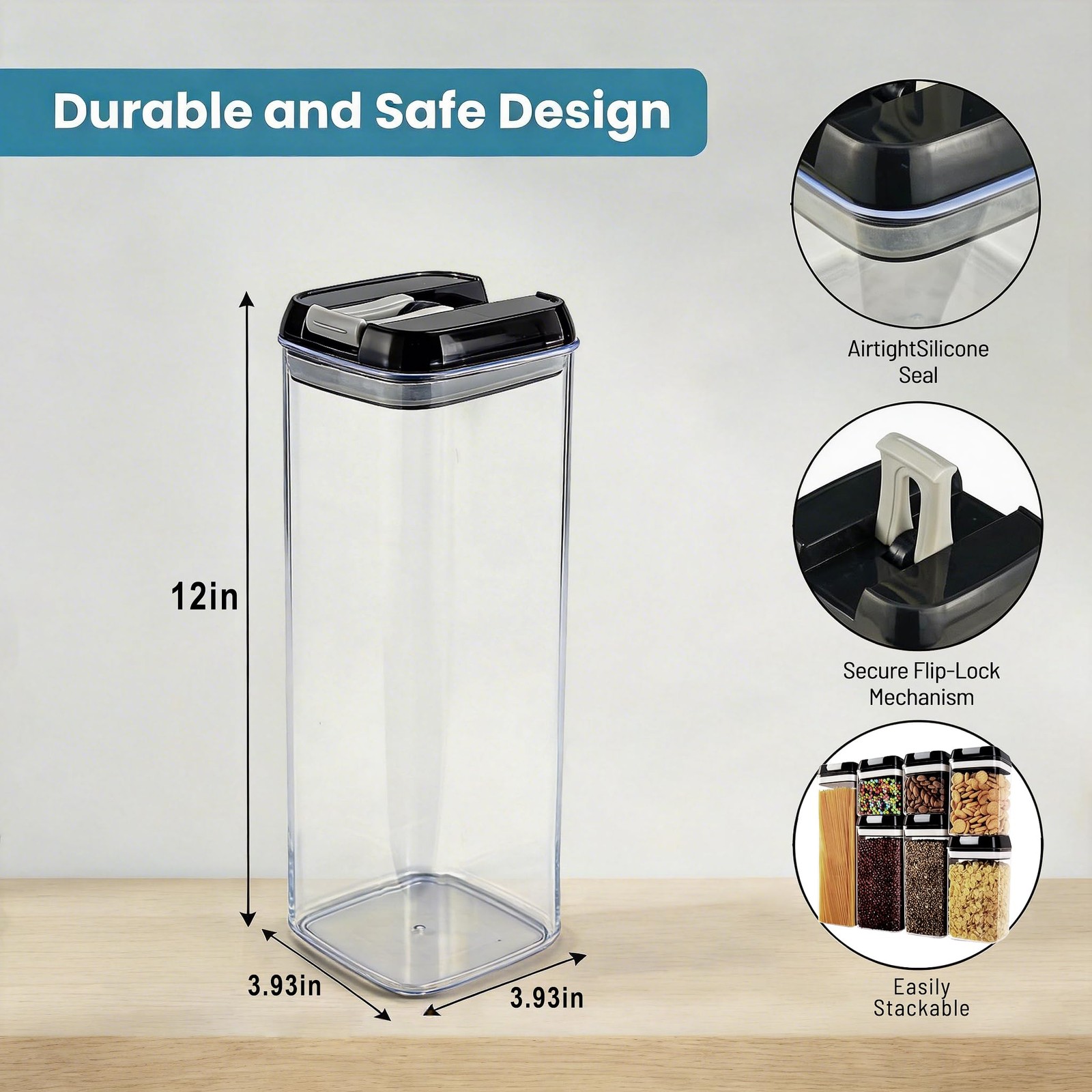 Airtight Food Storage Containers 7 Pcs, BPA-Free Kitchen Canisters with Intru…