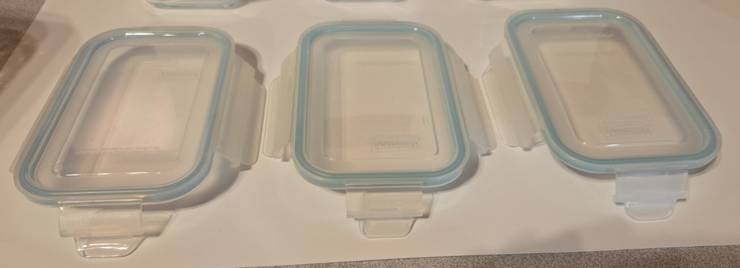 Set of 3 Glasslock Glass Food Storage Containers w/ Snap Lock Lids OCRT-048