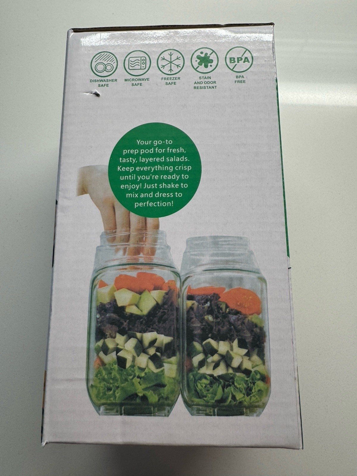 SALADkind Portable Salad Pod; BPA free; dressing compartment; Leakproof lid NIB