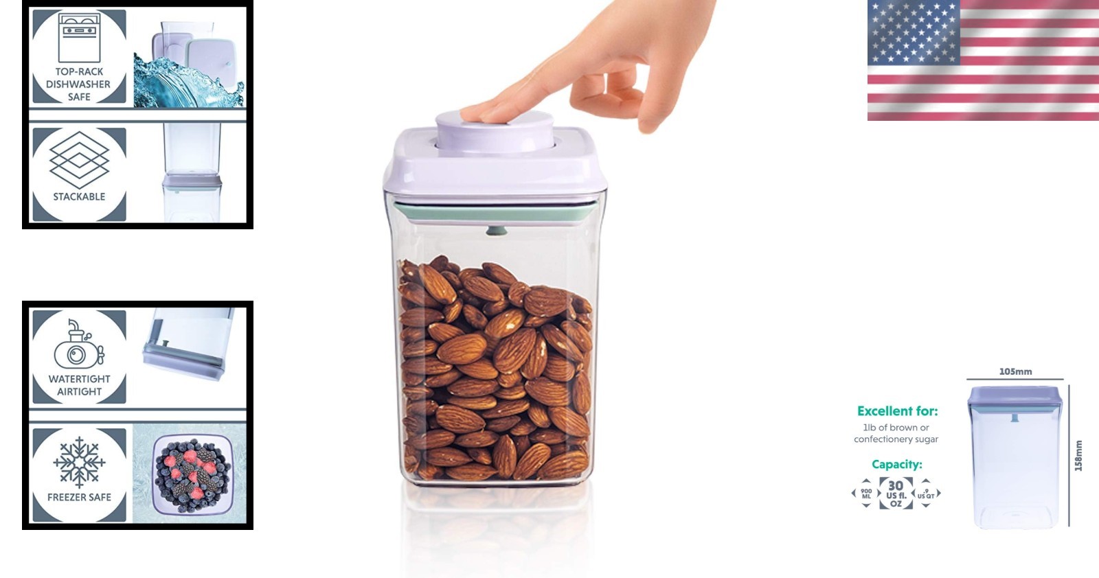 Dishwasher Safe 900ml Airtight Container with Twist Lock – BPA-Free Excellence