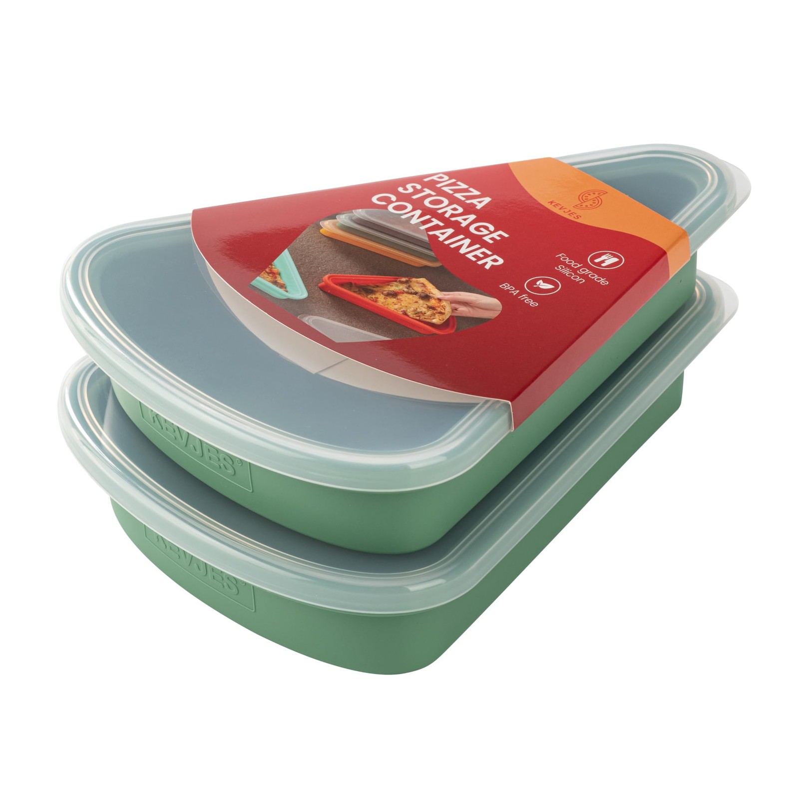 2-Pack Reusable Silicone Leftover Pizza Slice Storage Container with Air-tight