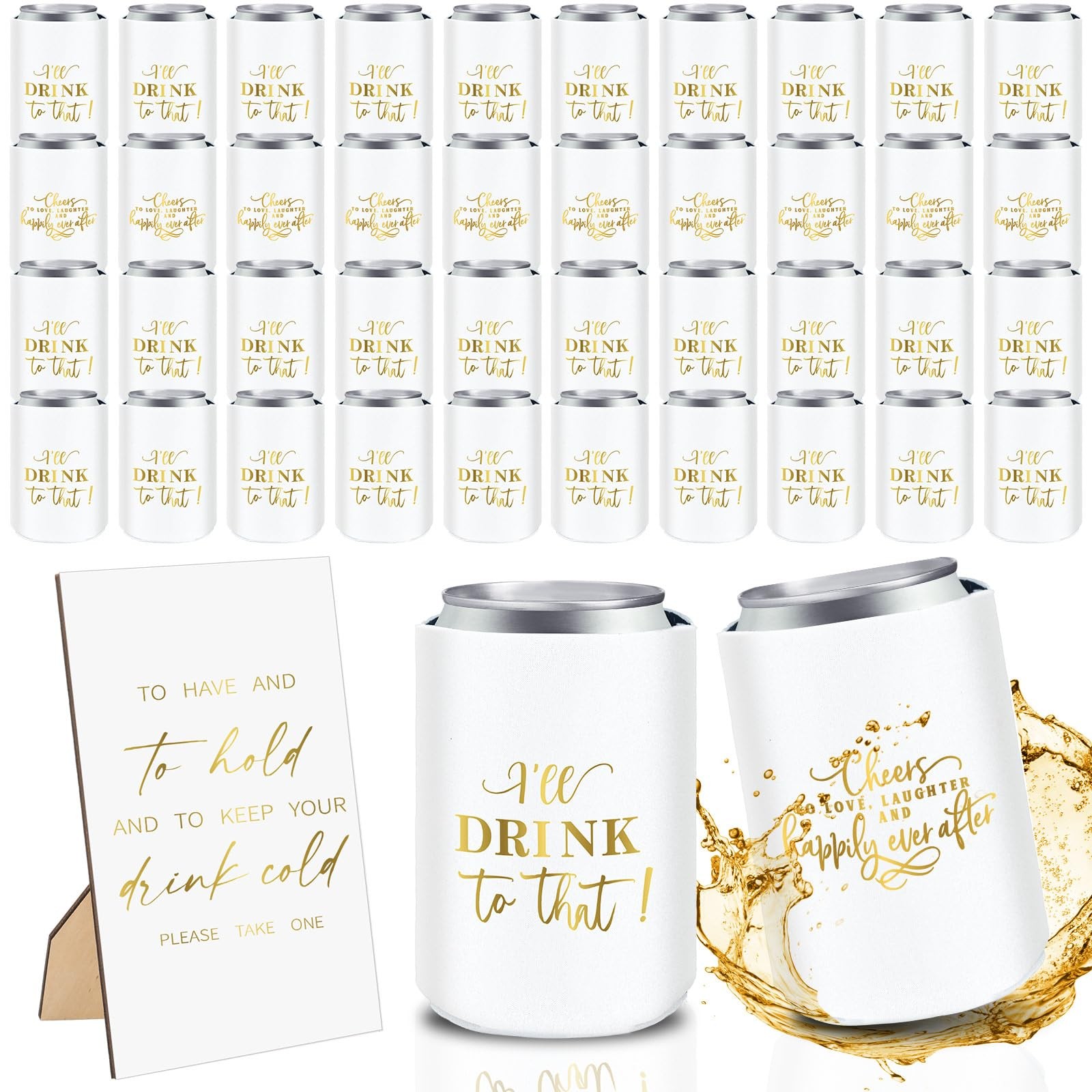 SiliFine 101 Wedding Can Coolers Bulk For 100 Guests Engagement Party Favors