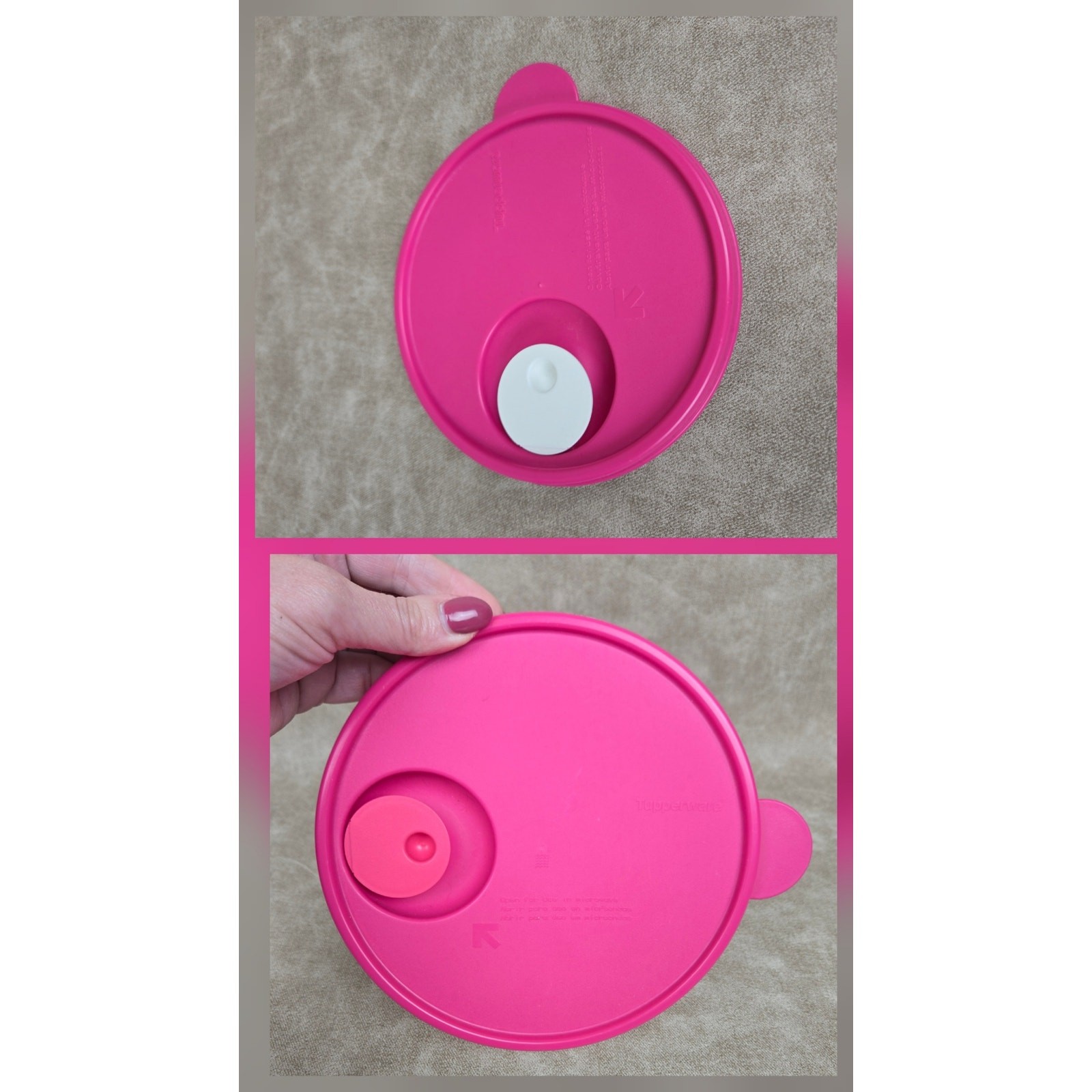 2 Pink Tupperware CrystalWave Seals ~ Lids # 2