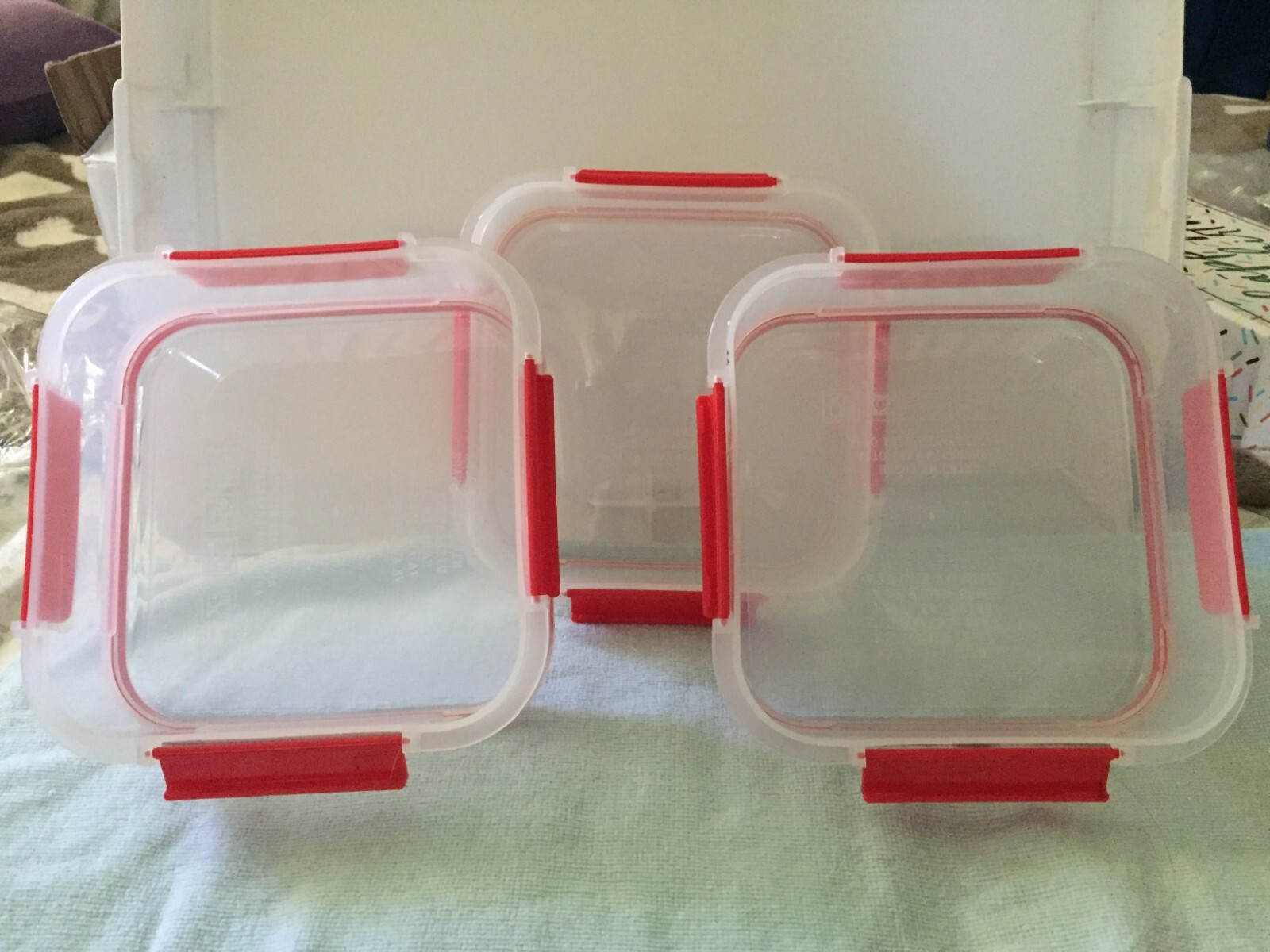 Stackable Food/Craft Clear Containers Set of (3) 5.5″ Square Each