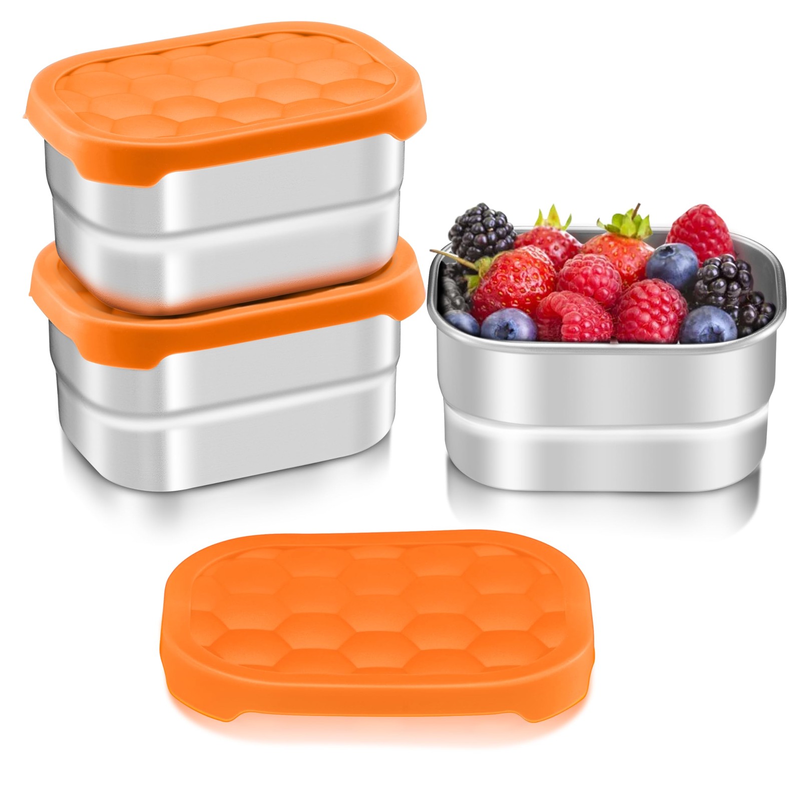 Stainless Steel Snack Containers, 8 oz, 3 Packs