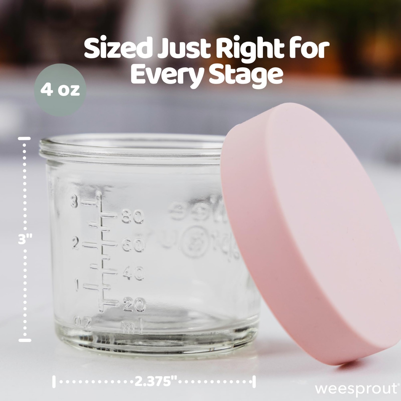 4 oz Glass Baby Food Storage Jars – 12 Pack, Silicone Lids, Reusable Containers