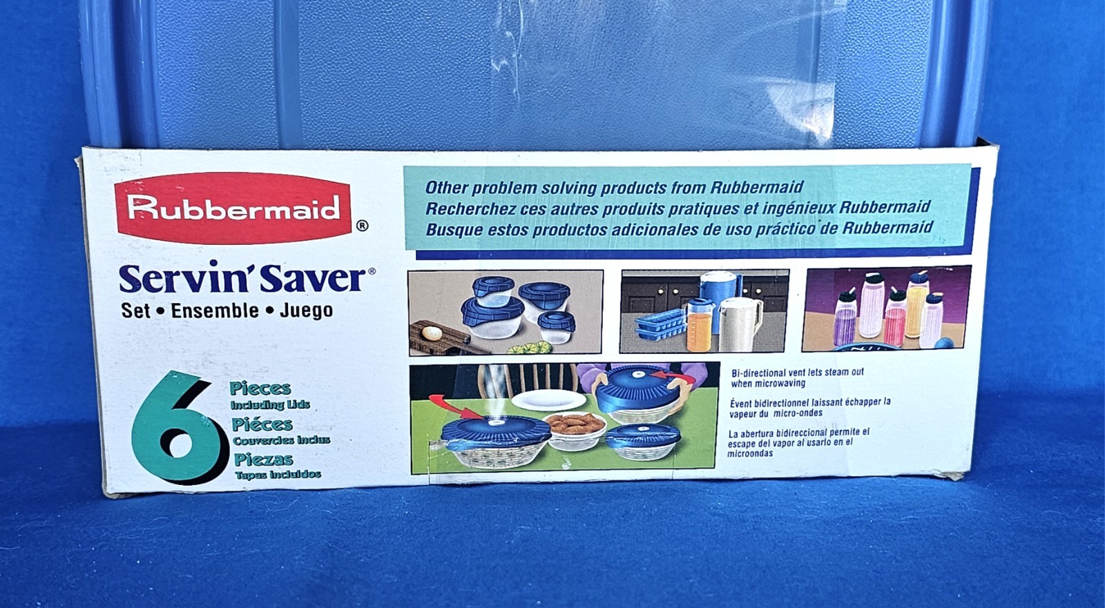 VTG Rubbermaid Servin Saver Nested Square Set NEW Blue Teal Almond 6pc Storage