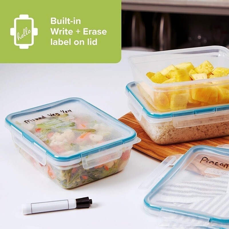 Plastic Food Storage Containers 8.5 Cup 3-Pack Airtight BPA-Free Microwave Safe