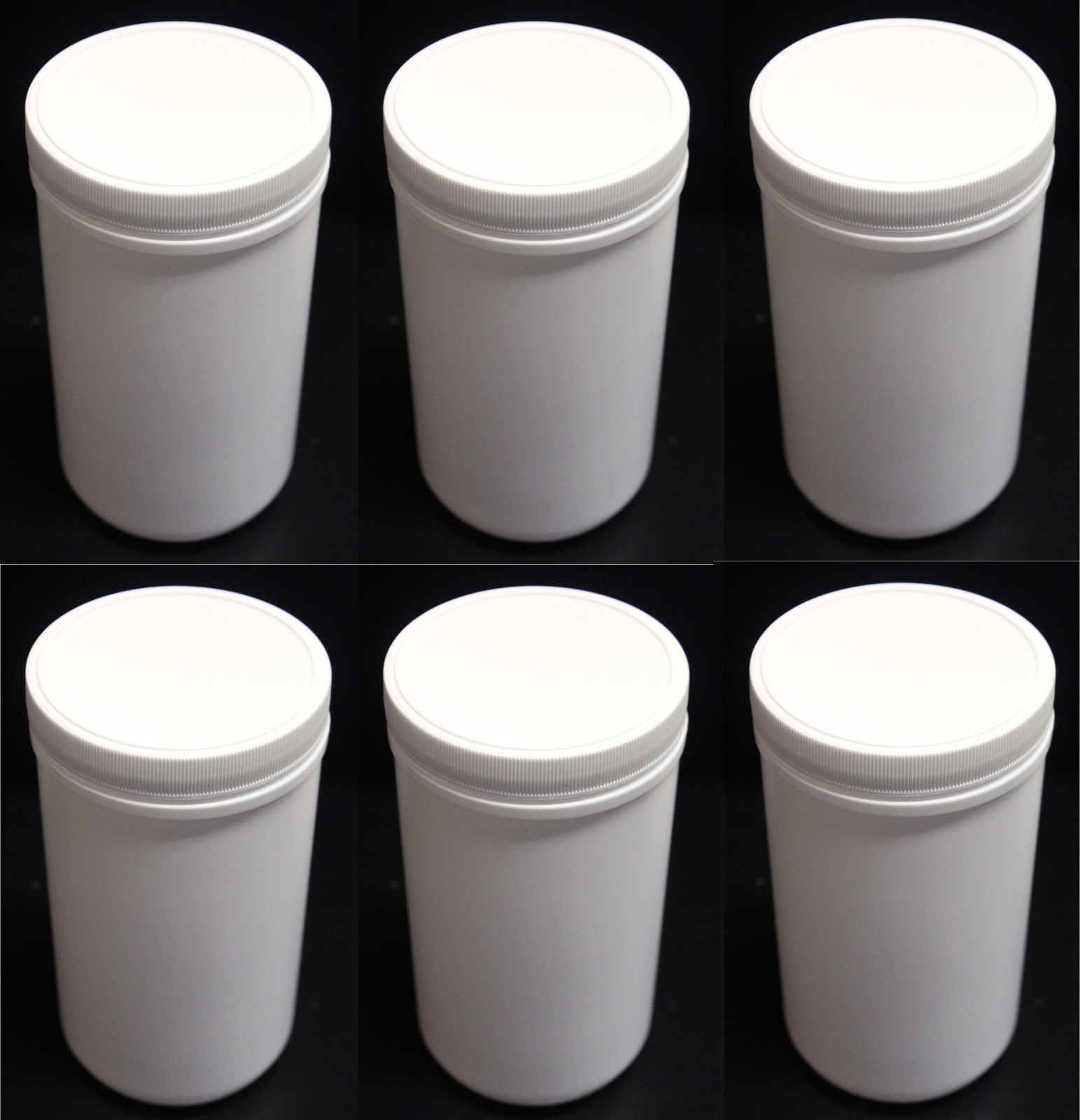 Lot of 6 Medium White Plastic Canisters/Containers with Lids