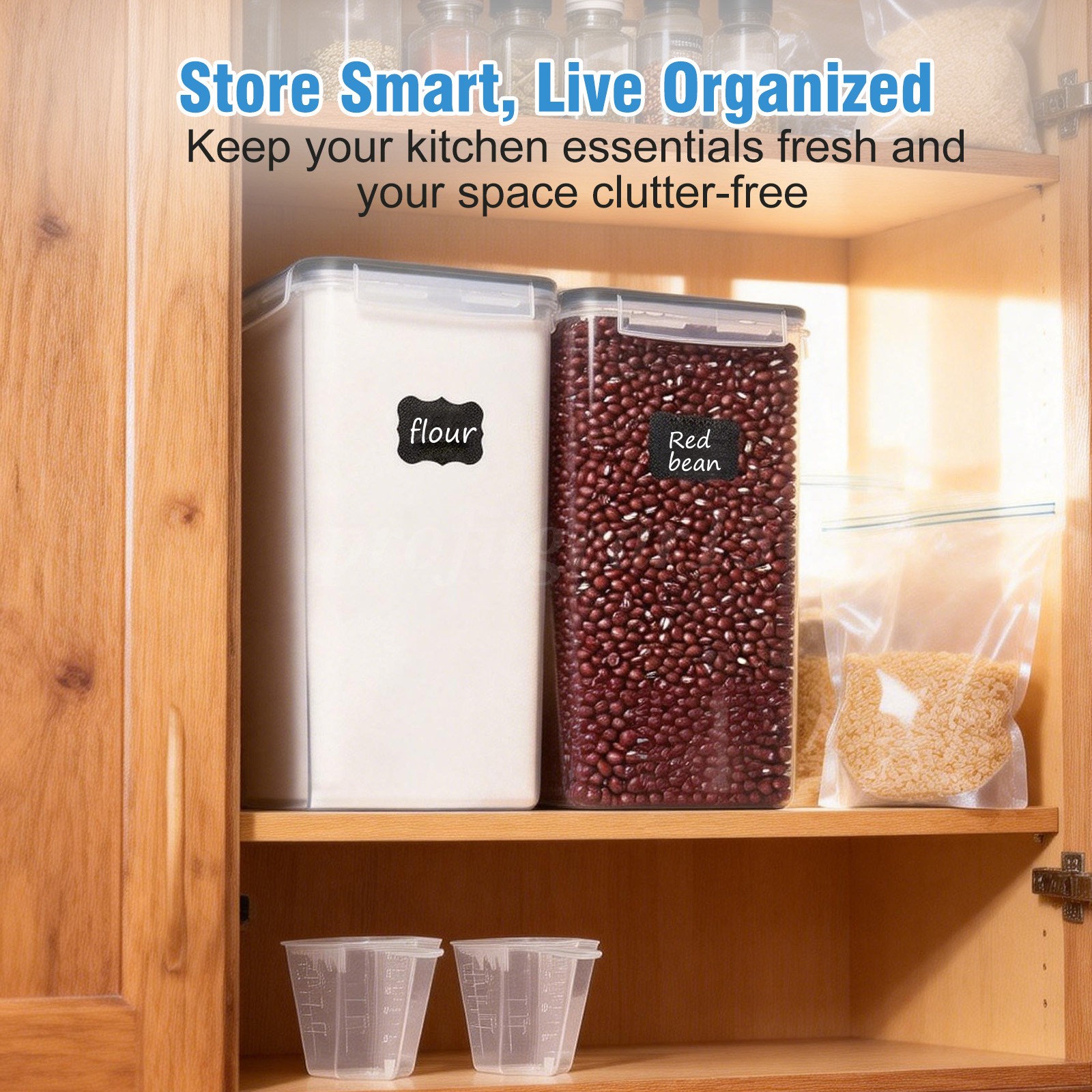 2 Pcs Flour&Grain Storage Containers,9.5L Airtight Food Storage Canisters w/Lids