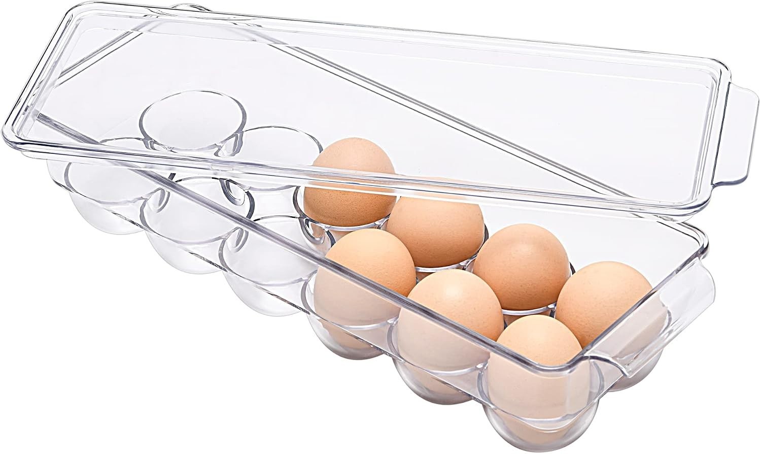 Clear Egg Holder for Refrigerator, BPA-Free Container for 12 Eggs Storage