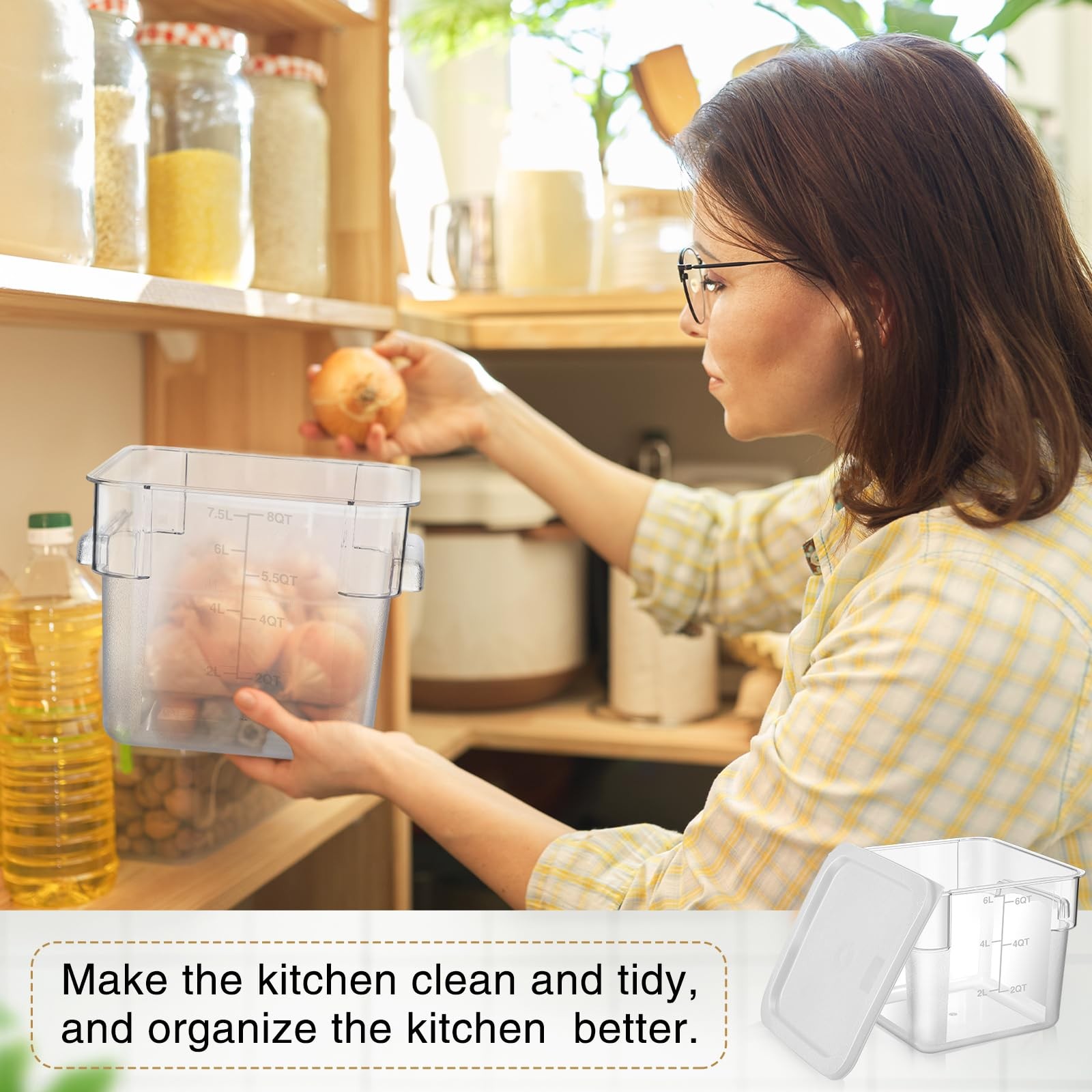2 Pieces Square Food Storage Containers Polycarbonate Clear food Container wi…