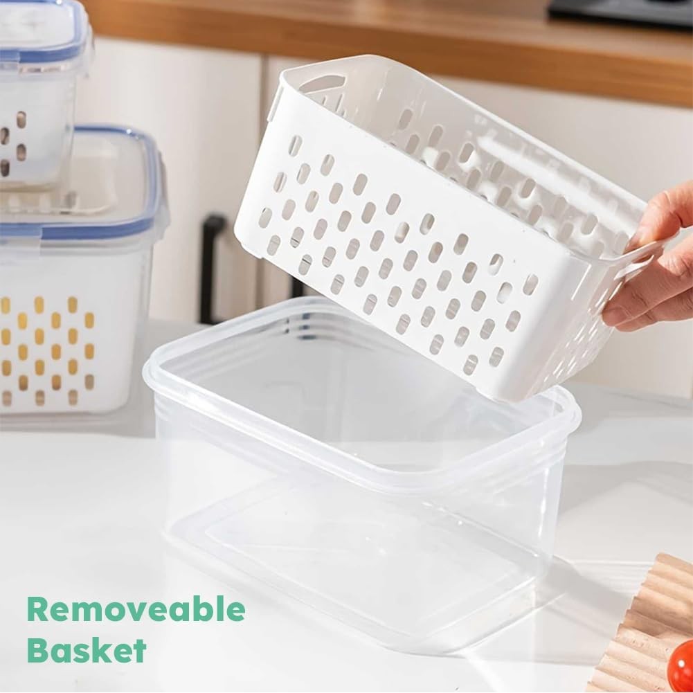 Fruit Storage Containers for Fridge Leakproof Produce Keeper Colander Strainer 2
