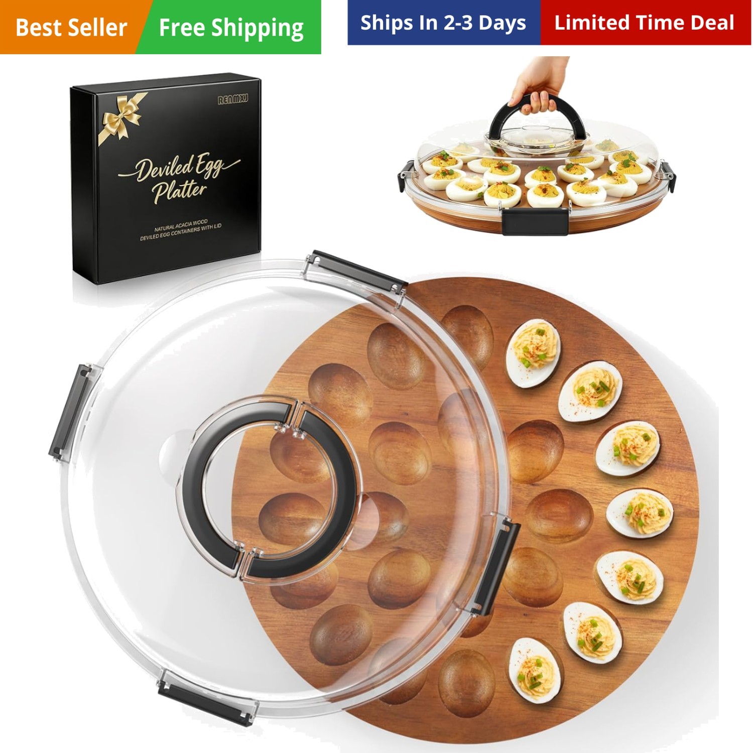 Deviled Egg Containers with Lid, Easter Gifts Set 24 Eggs, 2026 Upgraded Acac…