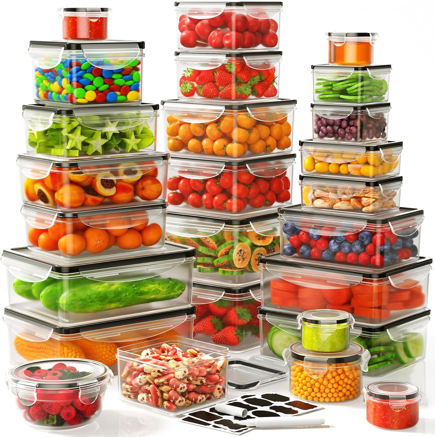 52 PCS Food Storage Containers W/ Lids Airtight 26 Lids & 26 Containers)-