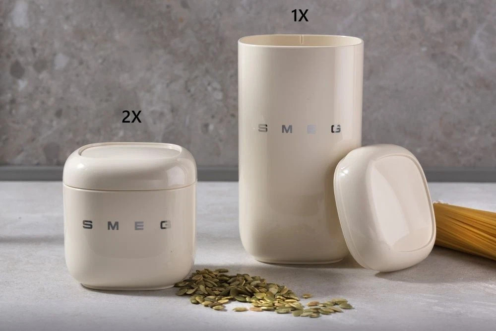 SMEG Beige Food Storage Containers 4x 2026 New Collection Retro Design 1.4L 0.5L