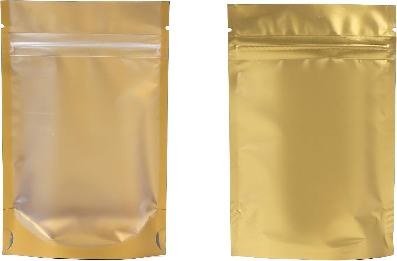 Pack of 100 Translucent Front Matte Gold Poly Plastic Resealable Bags (1.7Oz (4″