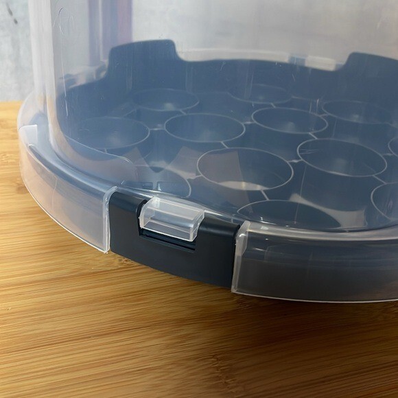 Cake & Cupcake Carrier w/Clear Top and Grey Botton Holds 12 Cupcakes