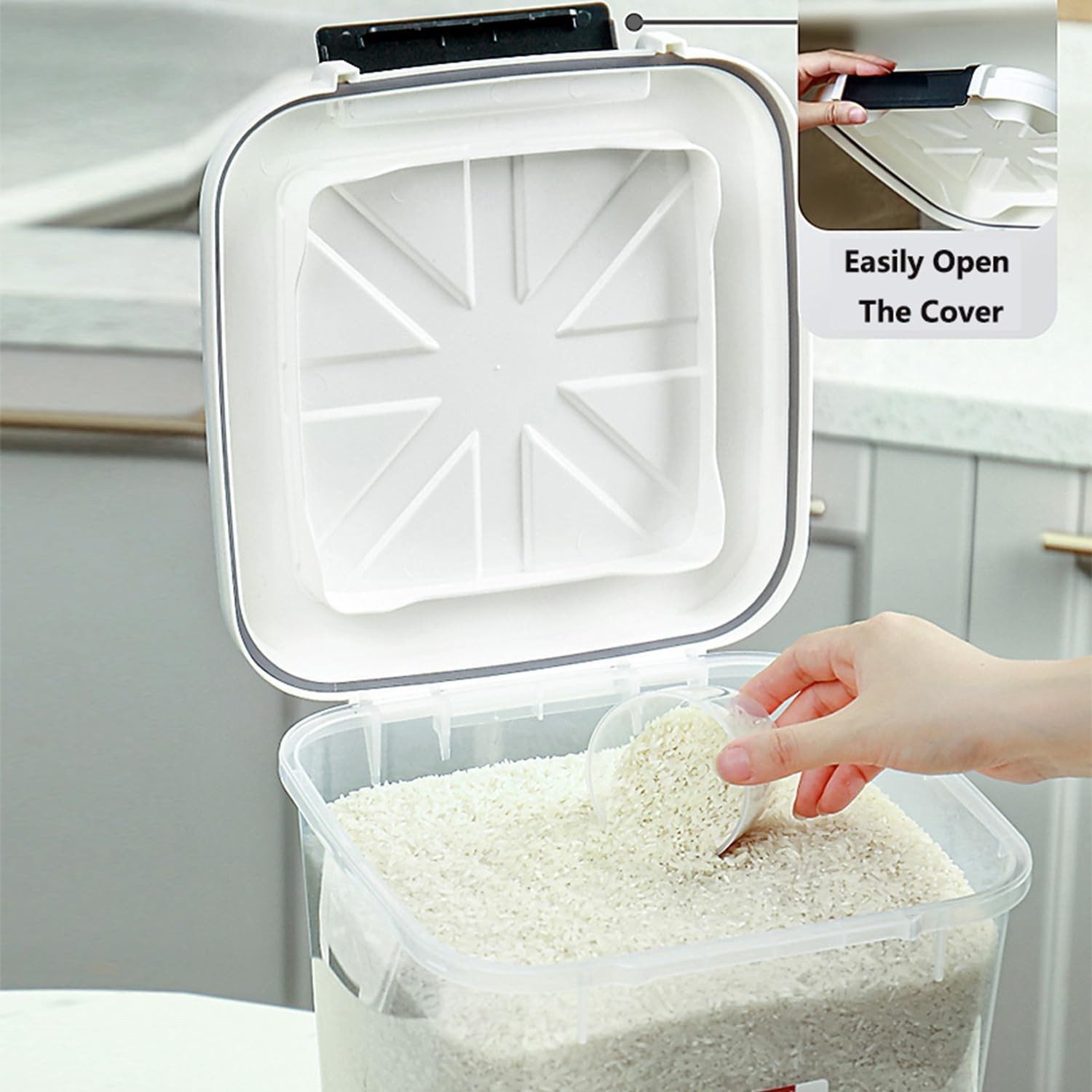 HANAMYA 40 LB Rice Storage Container with Measuring Cup, BPA , For Rice | Gra…