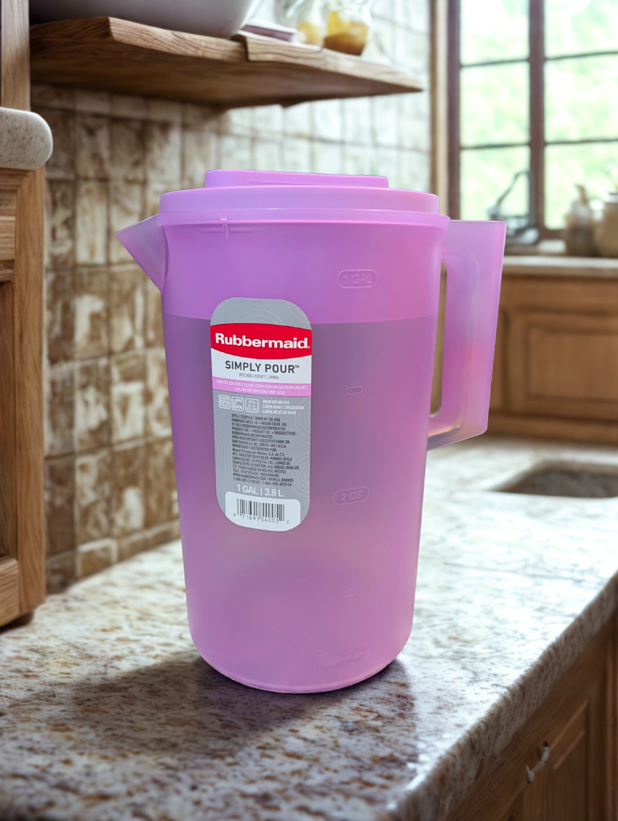 Rubbermaid Simply Pour 1 Gallon Container Purple with Purple Lid 11.25″ Tall