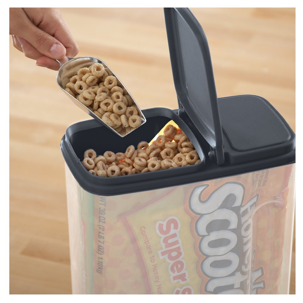 DRY FOOD CONTAINER BIN Large Plastic Canister Dispenser, 32 Cups Cereal Pet Food