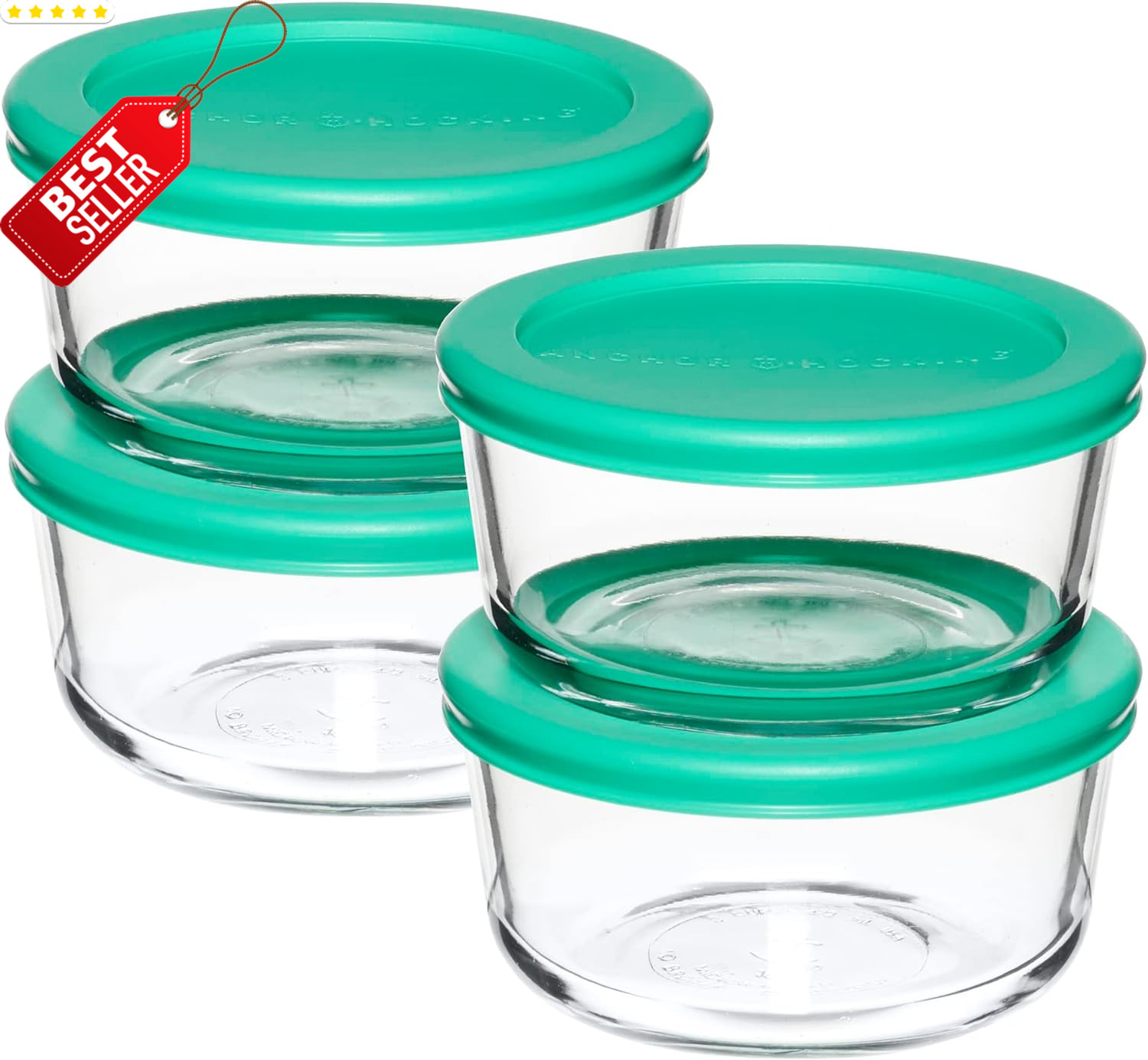 4 Pack 2 Cup Glass Storage Containers Mint Snugfit Lids Food Prep Safe – US