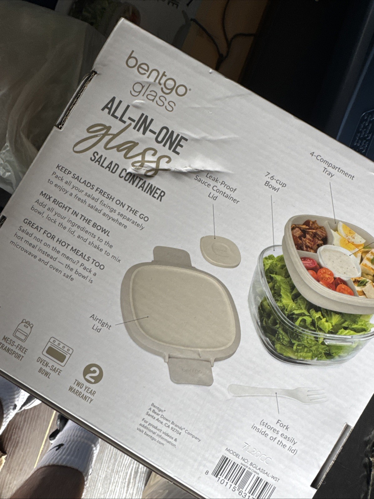 Bentgo 61oz 6pc Glass All in One Salad Container Free Shipping