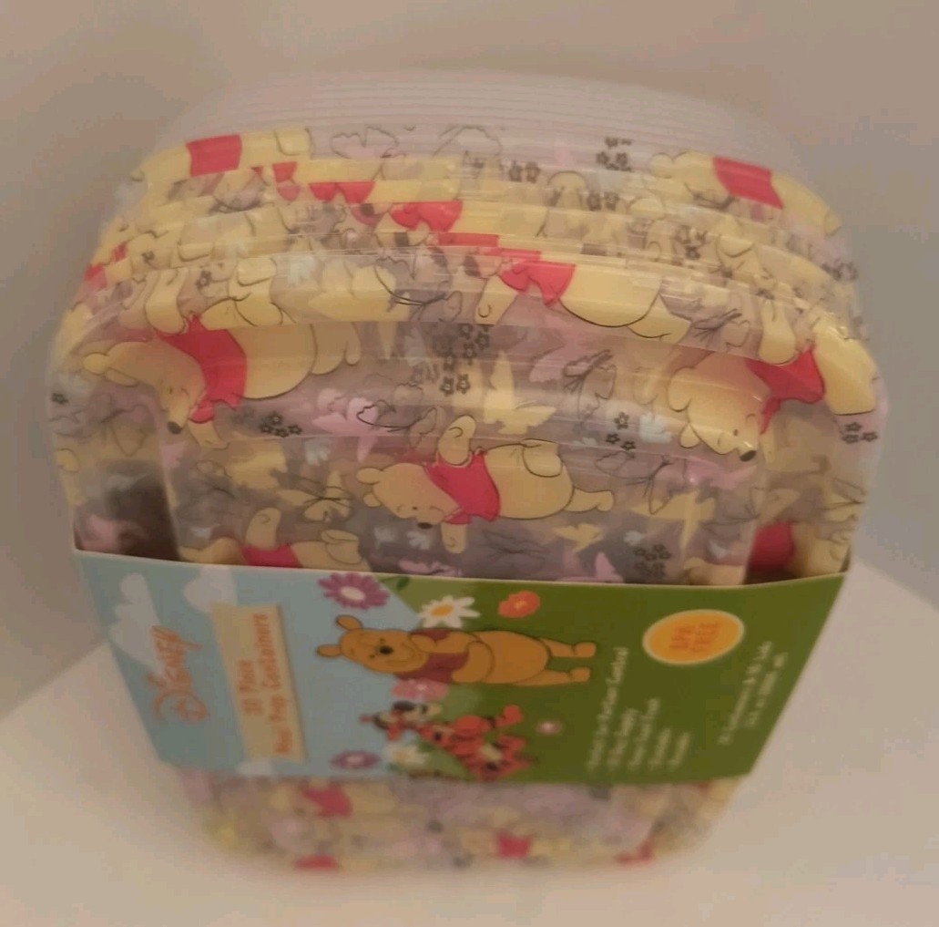 Winnie the Pooh Summertime Fun 20 Piece Meal Prep Food Storage Containers NEW!