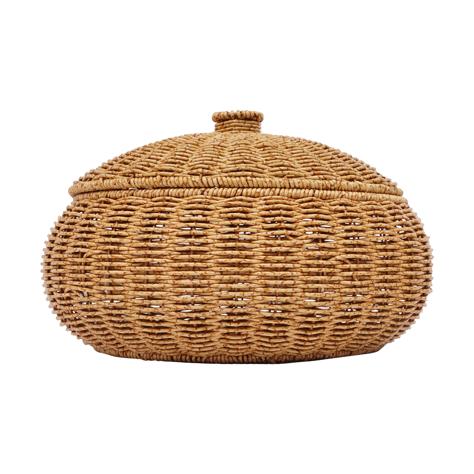 2PCS Vintage Farmhouse Round Hand Woven Storage Basket with Lids for Home